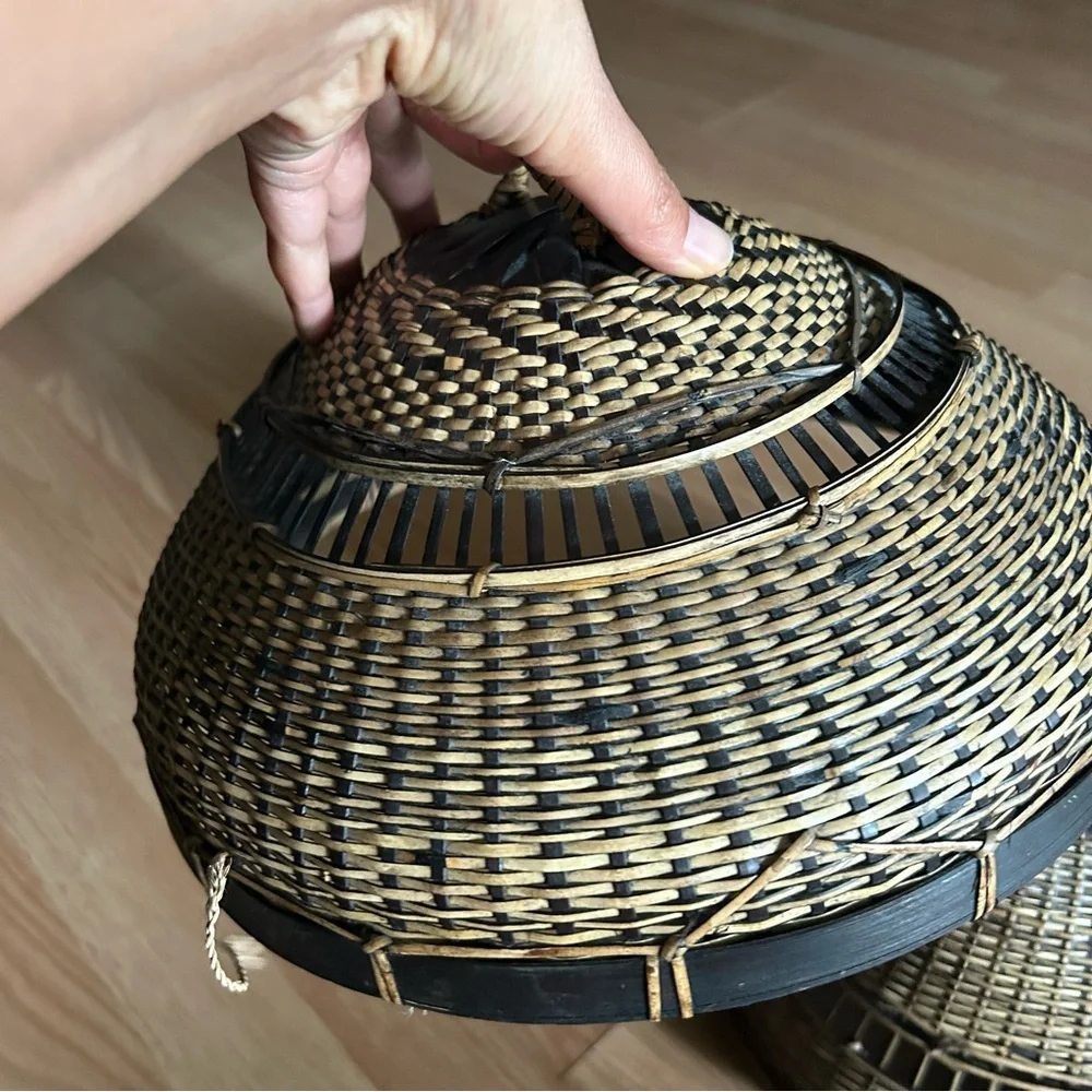 Traditional Vintage Asian Hand Woven Fishing Basket